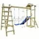 Детско съоръжение пързалка стълби и люлка 286x237x218 см дърво