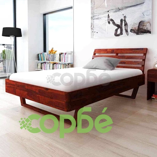 Рамка за легло с 2 нощни шкафчета, акация масив, 140x200 cм ➤ топ цена ➤ sorbe.bg