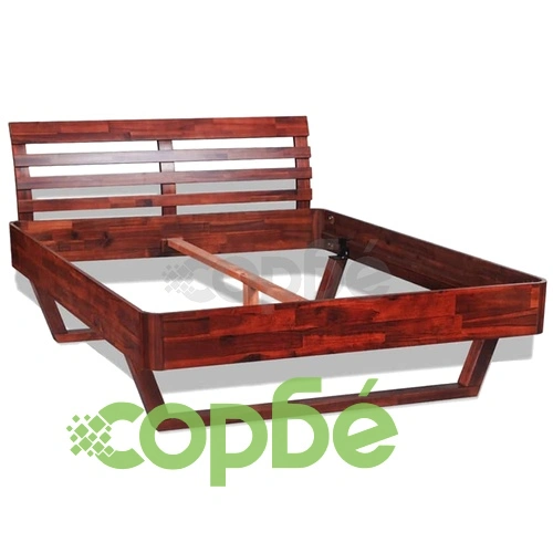 Рамка за легло с 2 нощни шкафчета, акация масив, 140x200 cм ➤ топ цена ➤ sorbe.bg