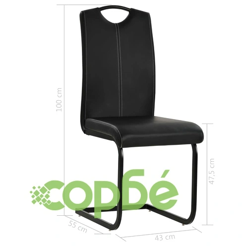 Конзолни трапезни столове, 6 бр, черни, изкуствена кожа ➤ топ цена ➤ sorbe.bg