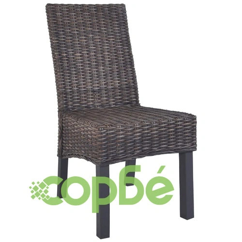 Трапезни столове, 4 бр, кафяви, кубу ратан и мангова дървесина  ➤ топ цена ➤ sorbe.bg