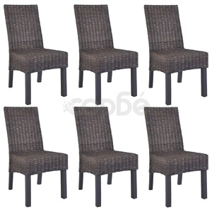 Трапезни столове, 6 бр, кафяви, кубу ратан и мангова дървесина