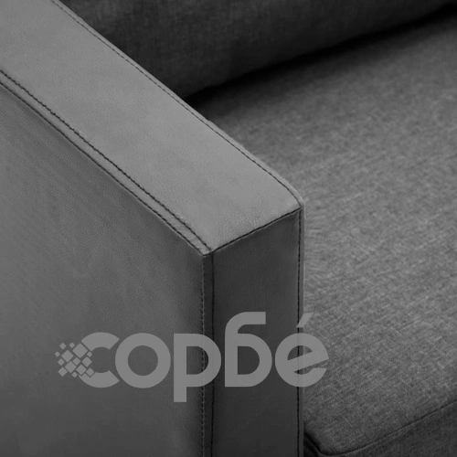 Комплект дивани, 3 бр, изкуствена кожа, черно и светлосиво ➤ топ цена ➤ sorbe.bg