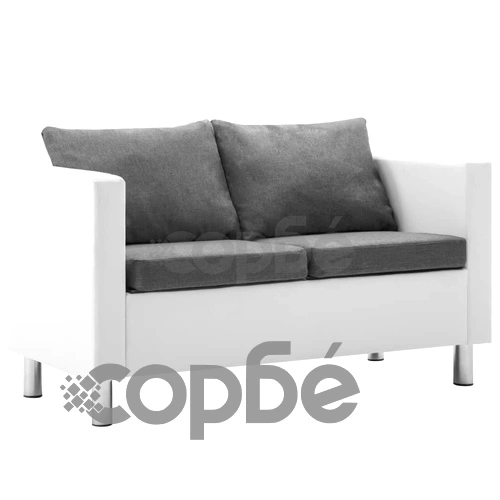 Комплект дивани, 2 бр, изкуствена кожа, бяло и светлосиво ➤ топ цена ➤ sorbe.bg
