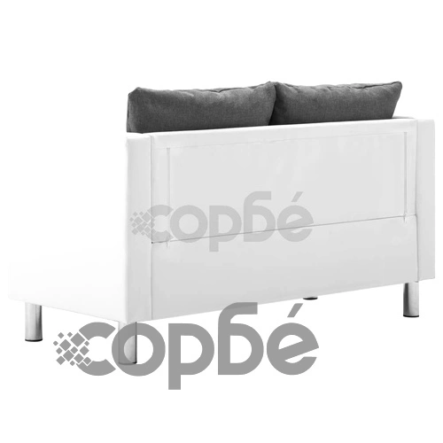 Комплект дивани, 2 бр, изкуствена кожа, бяло и светлосиво ➤ топ цена ➤ sorbe.bg