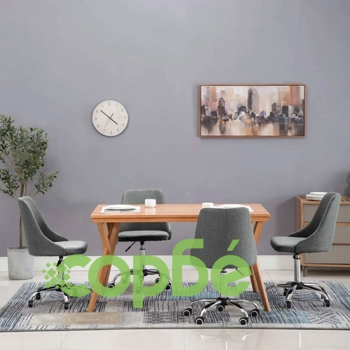 Трапезни столове, 4 бр, светлосиви, текстил ➤ топ цена ➤ sorbe.bg