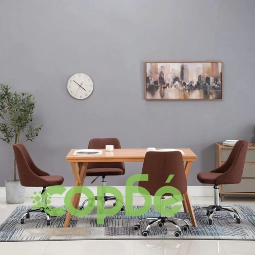Трапезни столове, 4 бр, кафяви, текстил ➤ топ цена ➤ sorbe.bg