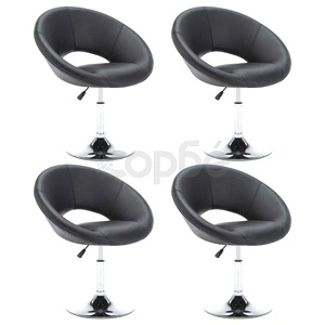 Въртящи се трапезни столове, 4 бр, черни, изкуствена кожа