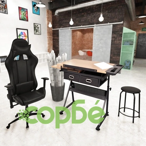 Маса за рисуване с накланящ се плот и офис рейсинг стол ➤ топ цена ➤ sorbe.bg