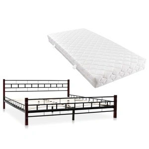 275641  Bed with Mattress Black Metal 180x200 cm(246737+241405)