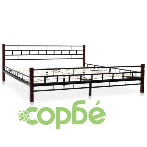 275641  Bed with Mattress Black Metal 180x200 cm(246737+241405) ➤ топ цена ➤ sorbe.bg