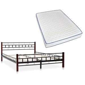 275647  Bed with Memory Foam Mattress Black Metal 140x200 cm(246735+241074)