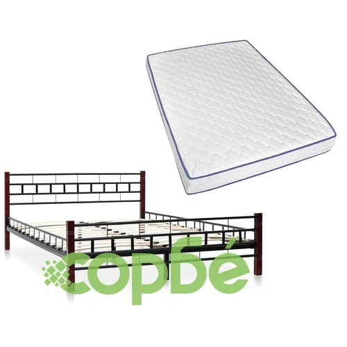 275647  Bed with Memory Foam Mattress Black Metal 140x200 cm(246735+241074) ➤ топ цена ➤ sorbe.bg