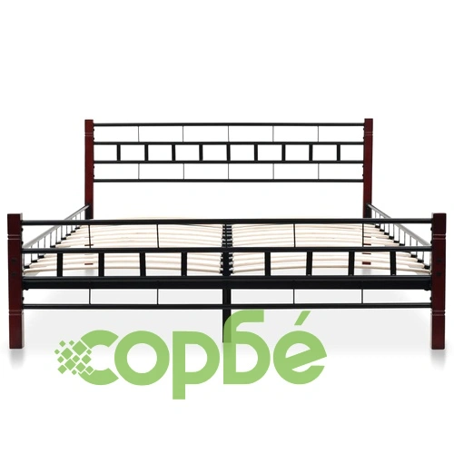 275647  Bed with Memory Foam Mattress Black Metal 140x200 cm(246735+241074) ➤ топ цена ➤ sorbe.bg