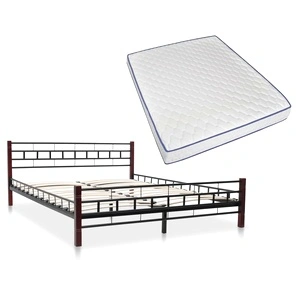 275648  Bed with Memory Foam Mattress Black Metal 160x200 cm(246736+241075)