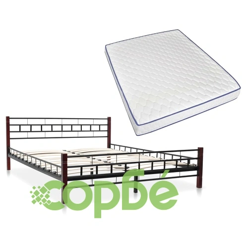 275648  Bed with Memory Foam Mattress Black Metal 160x200 cm(246736+241075) ➤ топ цена ➤ sorbe.bg