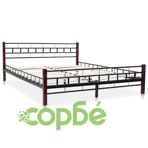 275648  Bed with Memory Foam Mattress Black Metal 160x200 cm(246736+241075) ➤ топ цена ➤ sorbe.bg
