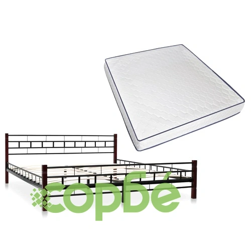 275649  Bed with Memory Foam Mattress Black Metal 180x200 cm(246737+241076) ➤ топ цена ➤ sorbe.bg