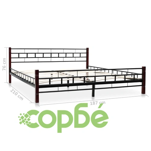 275649  Bed with Memory Foam Mattress Black Metal 180x200 cm(246737+241076) ➤ топ цена ➤ sorbe.bg