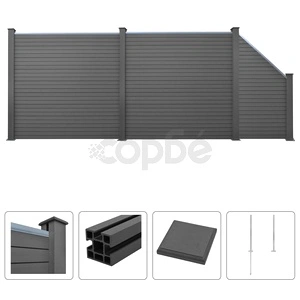 Комплект WPC ограда, 2 квадратни + 1 скосена, 451x187 см, сива