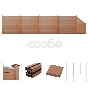 Комплект WPC ограда 4 квадратни + 1 скосена 799x187 см кафява
