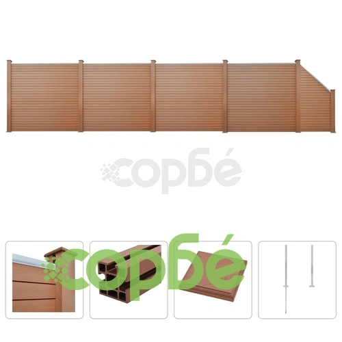 Комплект WPC ограда 4 квадратни + 1 скосена 799x187 см кафява ➤ топ цена ➤ sorbe.bg