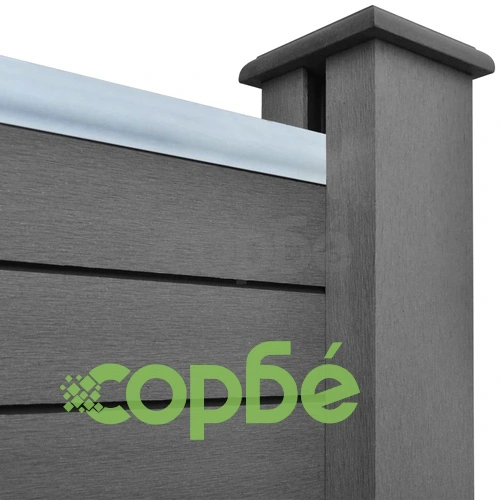 Комплект WPC ограда, 5 квадратни + 1 скосена, 973x187 см, сива ➤ топ цена ➤ sorbe.bg