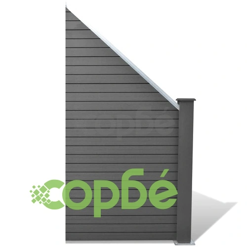 Комплект WPC ограда, 5 квадратни + 1 скосена, 973x187 см, сива ➤ топ цена ➤ sorbe.bg