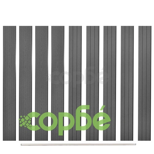 Комплект WPC ограда, 8 квадратни + 1 скосена, 1495x187 см, сива ➤ топ цена ➤ sorbe.bg