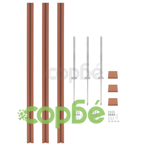 Комплект WPC ограда 10 квадратни + 1 скосена 1843x187 см кафява ➤ топ цена ➤ sorbe.bg