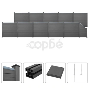 Комплект WPC ограда 10 квадратни + 1 скосена 1843x187 см сива