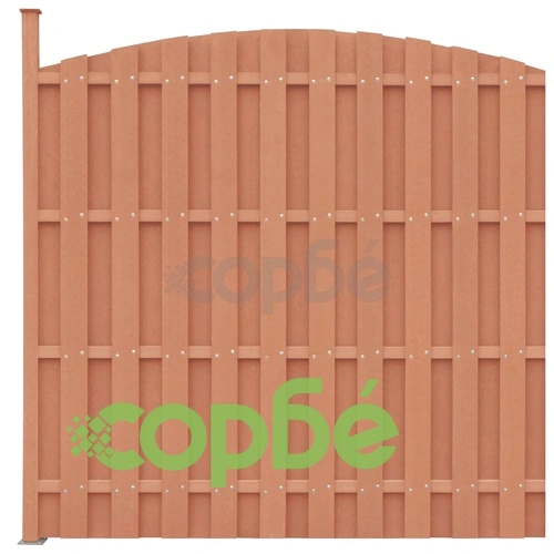 Комплект WPC ограда, 2 извити панела, 376x(165-185) см, кафява ➤ топ цена ➤ sorbe.bg