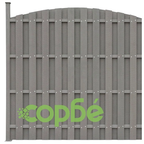 Комплект WPC ограда, 5 извити панела, 932x(165-185) см, сива ➤ топ цена ➤ sorbe.bg