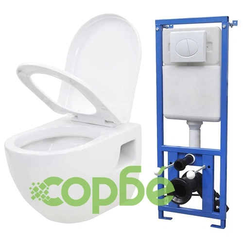 Окачена тоалетна чиния, със скрито казанче, керамична, бяла ➤ топ цена ➤ sorbe.bg