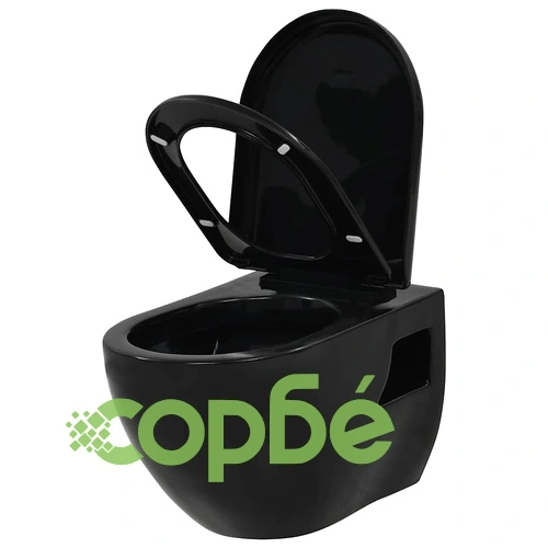 Окачена тоалетна чиния, със скрито казанче, керамична, черна ➤ топ цена ➤ sorbe.bg