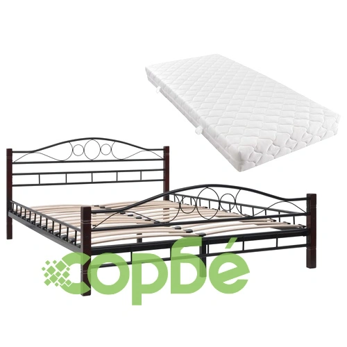 275847  Bed with Mattress Black Metal 140x200 cm(246741+241403) ➤ топ цена ➤ sorbe.bg