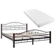 275847  Bed with Mattress Black Metal 140x200 cm(246741+241403)