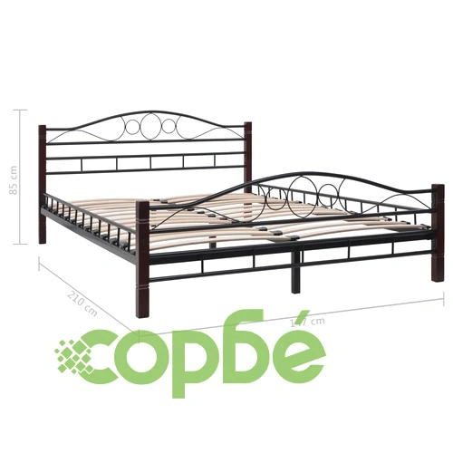 275847  Bed with Mattress Black Metal 140x200 cm(246741+241403) ➤ топ цена ➤ sorbe.bg