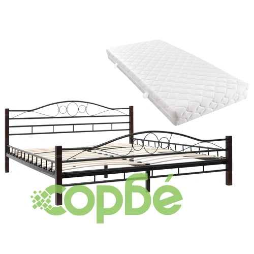 275848  Bed with Mattress Black Metal 160x200 cm(246742+241404) ➤ топ цена ➤ sorbe.bg