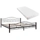 275849  Bed with Mattress Black Metal 180x200 cm(246743+241405)