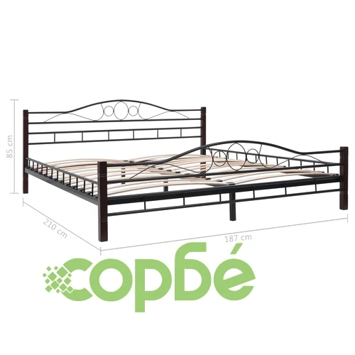 275849  Bed with Mattress Black Metal 180x200 cm(246743+241405) ➤ топ цена ➤ sorbe.bg