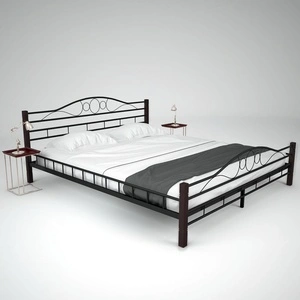 275849  Bed with Mattress Black Metal 180x200 cm(246743+241405)