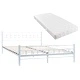 275850  Bed with Mattress White Metal 140x200 cm(246744+241403)