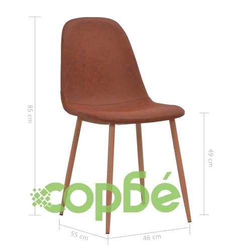 Трапезни столове, 6 бр, кафяви, изкуствена кожа ➤ топ цена ➤ sorbe.bg