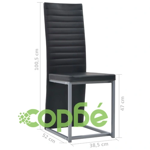 Трапезни столове, 6 бр, черни, изкуствена кожа ➤ топ цена ➤ sorbe.bg