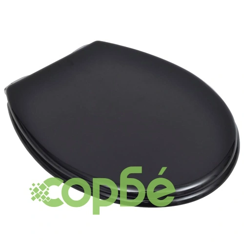 Тоалетни седалки с плавно затваряне, 2 бр, МДФ, черни ➤ топ цена ➤ sorbe.bg