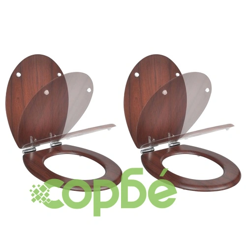 Тоалетни седалки с плавно затваряне, 2 бр, МДФ, кафяви ➤ топ цена ➤ sorbe.bg