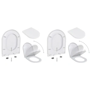 Тоалетни седалки с плавно затваряне, 2 бр, пластмаса, бели