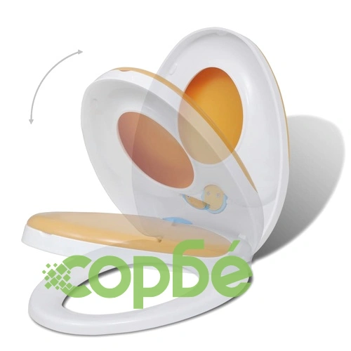 Тоалетни седалки с плавно затваряне 2 бр пластмаса бяло и жълто ➤ топ цена ➤ sorbe.bg