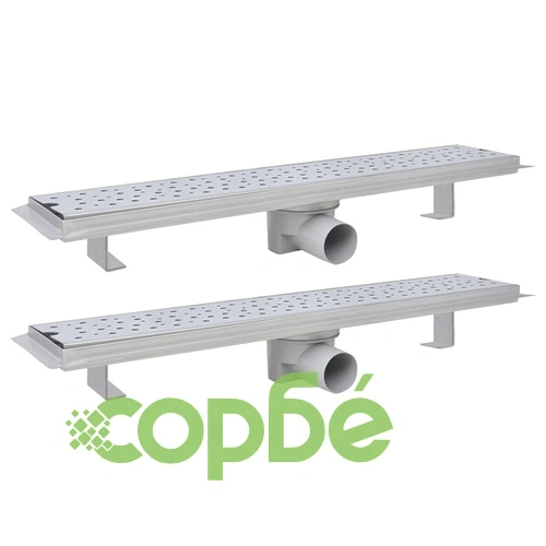 Линейни душ канали 2 бр кръгове 630x140 мм неръждаема стомана ➤ топ цена ➤ sorbe.bg